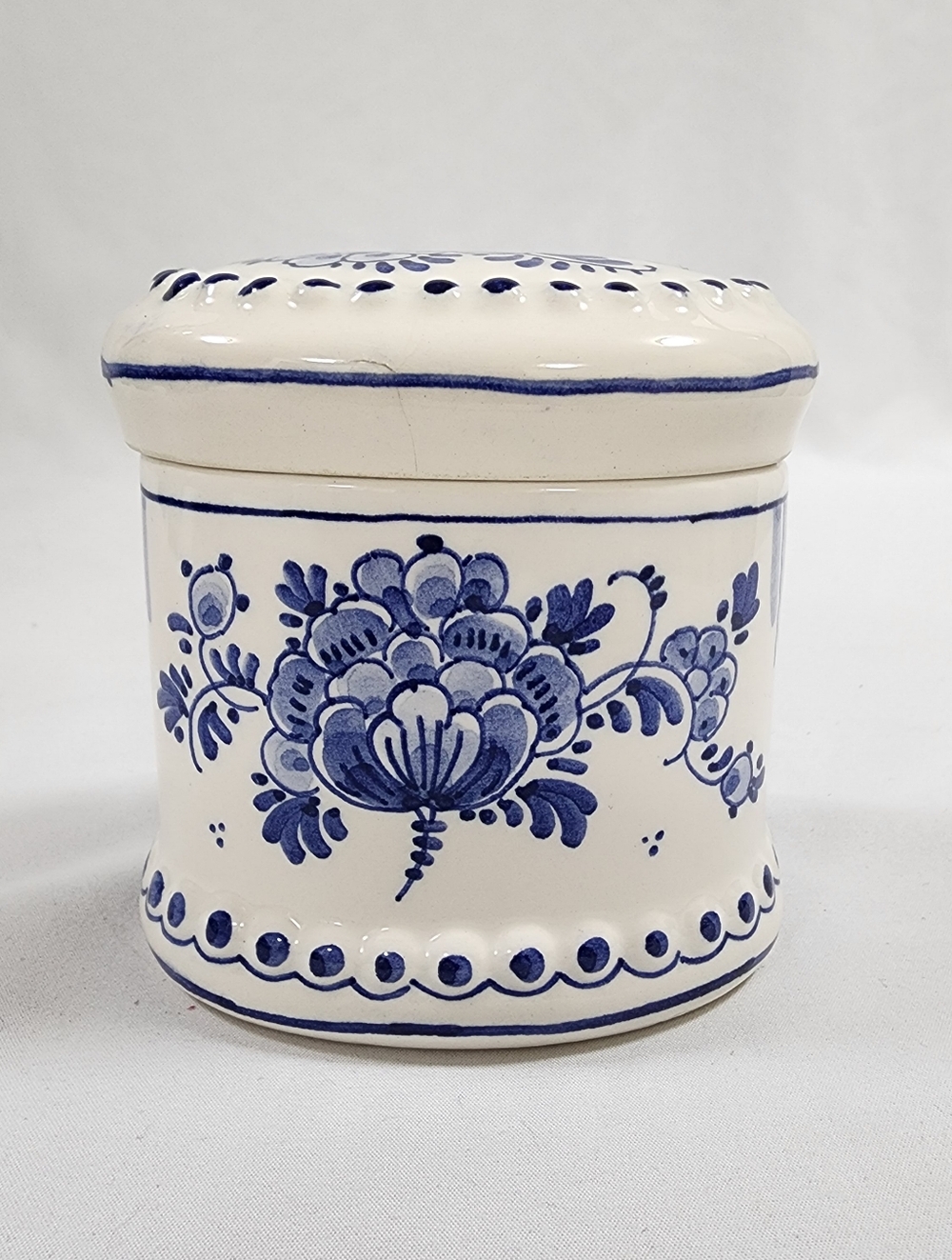 Hand-Painted Blue and White Ceramic Trinket Box
